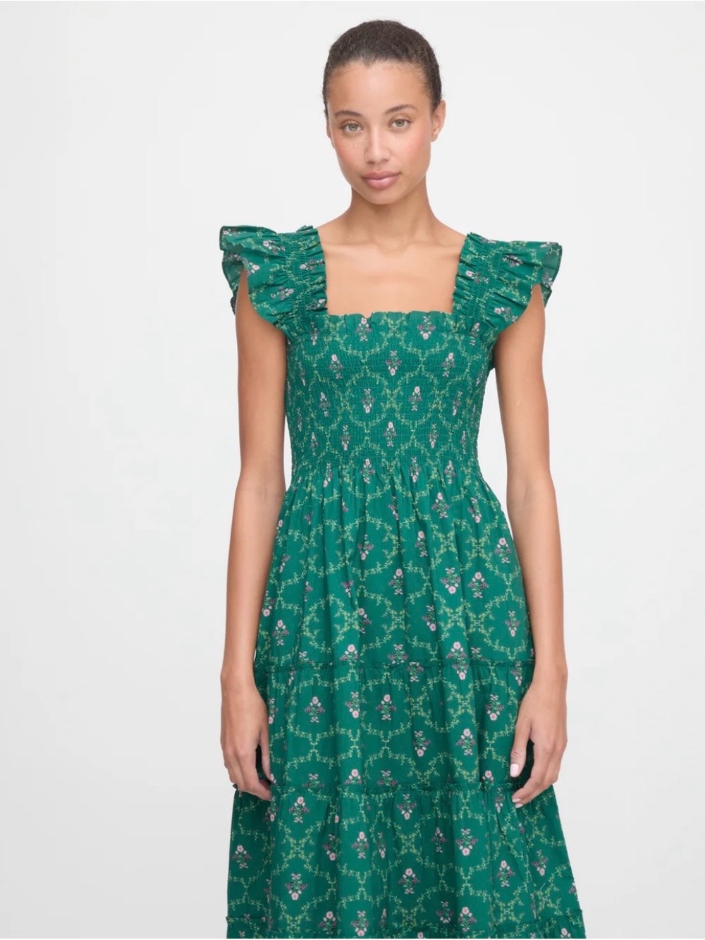 Hill House The Ellie Nap Dress - Emerald Trellis (Like New)